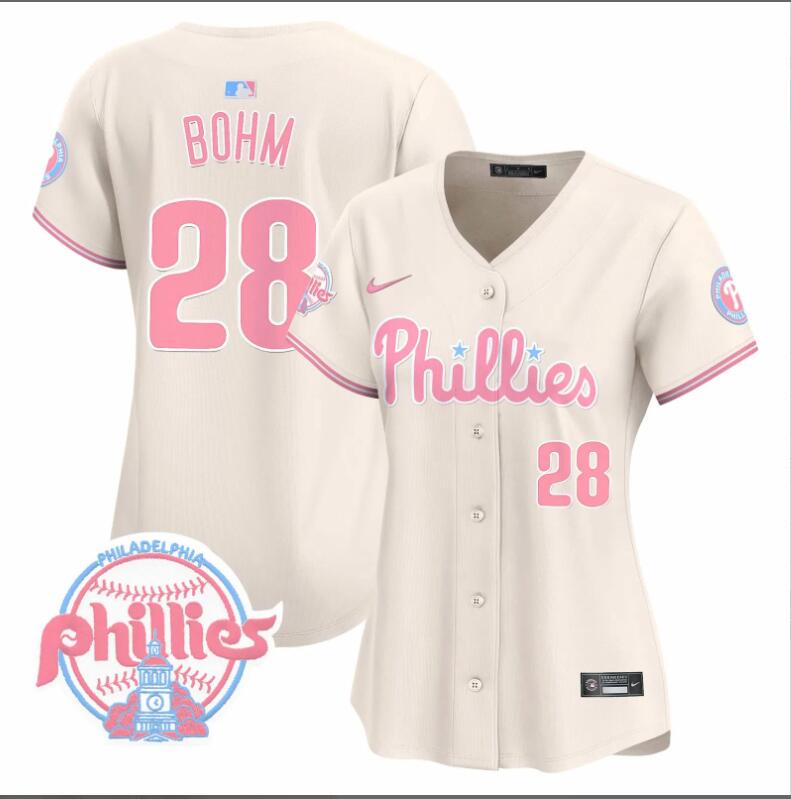 Women Philadelphia Phillies #28 Bohm cream 2024 MLB jersey->customized nfl jersey->Custom Jersey